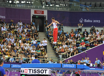 Bakı-2015 Avropa Oyunları çərçivəsində batut gimnastikası üzrə kişilər və qadınlar arasında təsnifat yarışları. Azərbaycan, 17 iyun 2015 